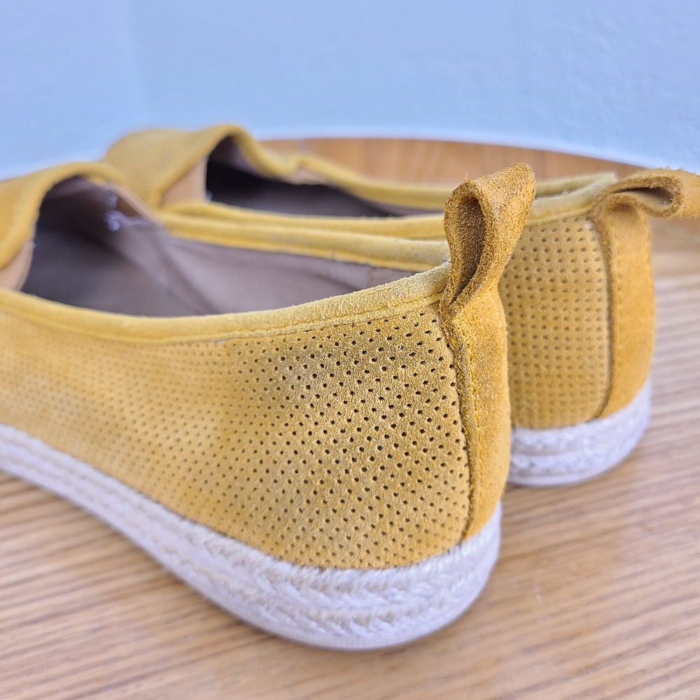 Clark's Azella Yellow Perforated Suede Espadrille Sneakers - Picture 10 of 10